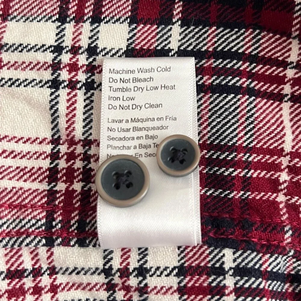 Jachs Tartan Plaid Red Flannel Button Up Shirt Mens 2XL Pockets Casual Outdoor